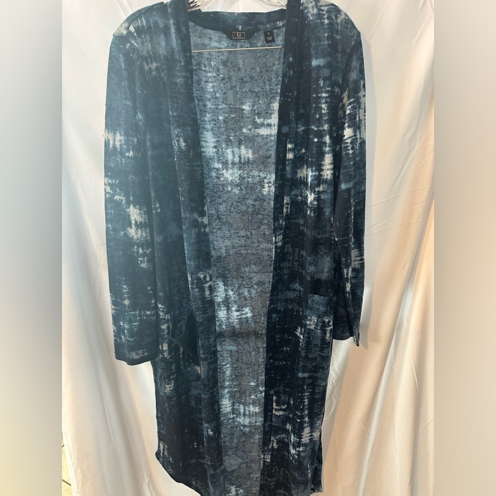G By Giuliana Women's Size 1X Blue Tie Dye Print Duster